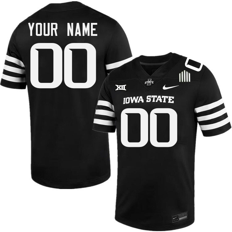 Custom Iowa State Cyclones Name And Number Football Jersey-Black